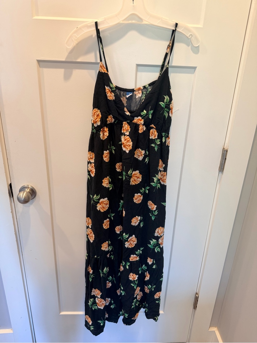Old Navy Black Peach Rose Floral V Neck Maxi Dress Small